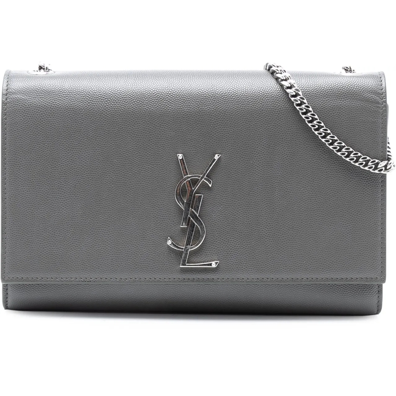 Saint Laurent Schultertasche Medium Grain De Poudre Monogram Kate Crossbody grau