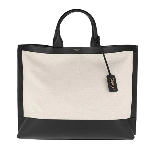 Saint Laurent Shoulder Bag Black/White Rymlig shoppingväska