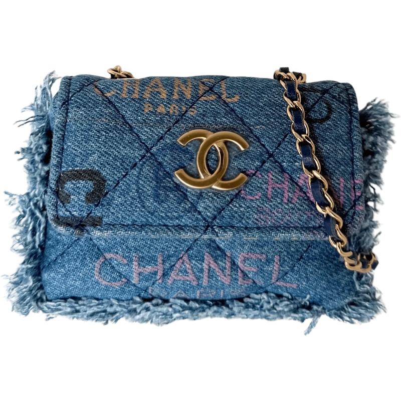 Chanel Schultertasche Chanel Mini Wallet on Chain Denim Blau / neuwertig blau