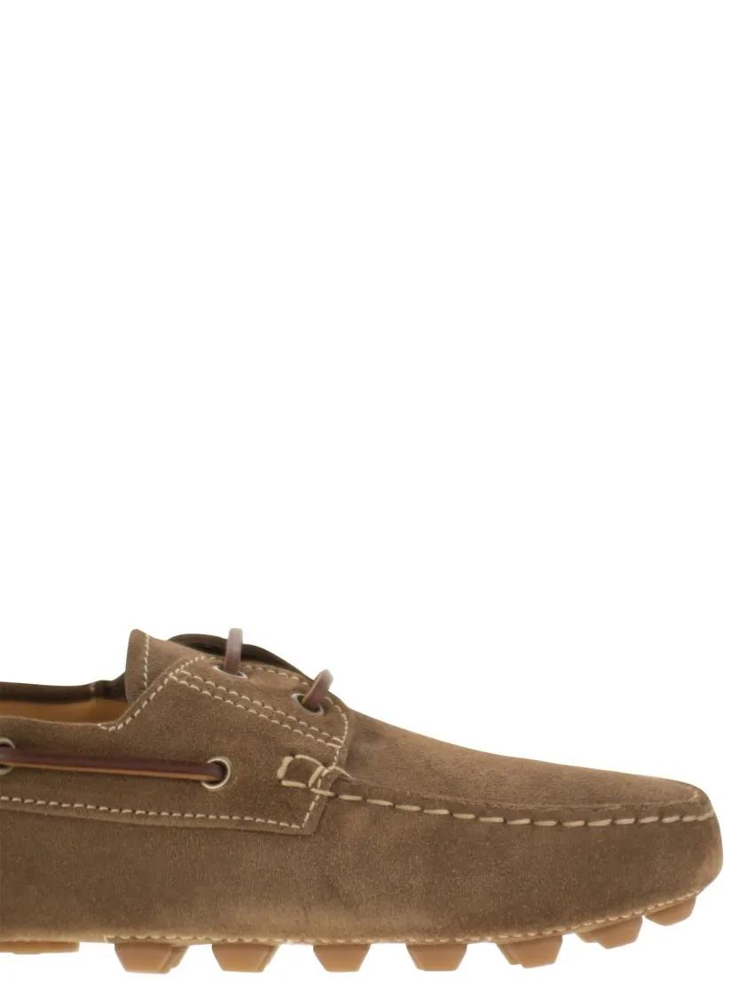 Thumbnail - Tod's Loafer - Rubber Bubble Suede Boat - Gr. 7 - in Braun - für Damen
