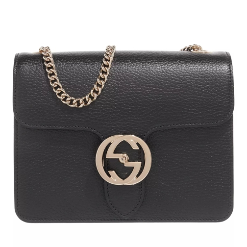 Gucci Dollar GG Calf Leather Handbag Black Crossbody Bag