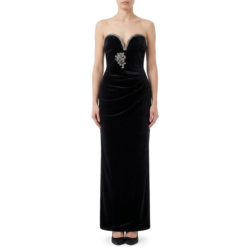 Self Portrait Maxikleid Maxikleid Black Velvet schwarz(Image 2)