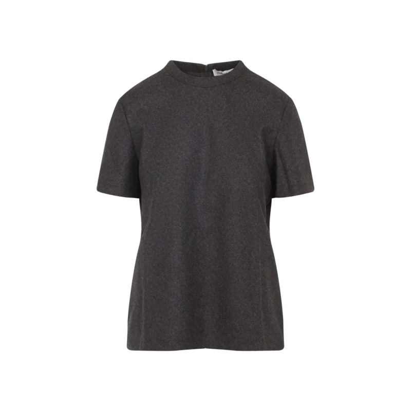 CARVEN T-shirt High-Neck Brown Virgin Wool T-Shirt Black