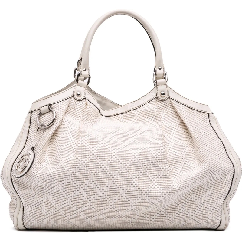 Gucci Shopper Large Diamante Raffia Sukey Tote weiß