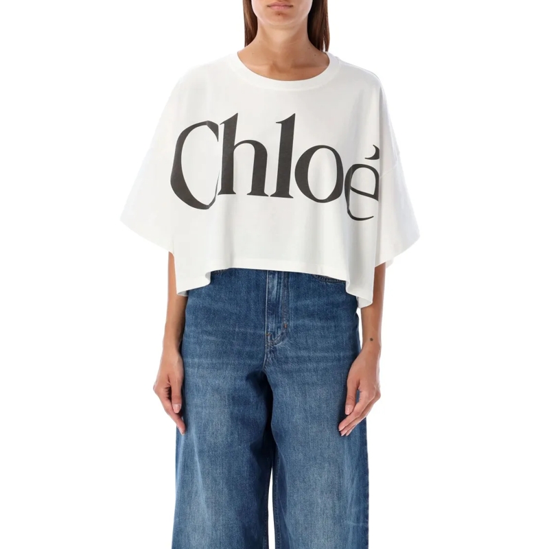Chloé T-shirt Organic Cotton Oversized Logo T-Shirt White