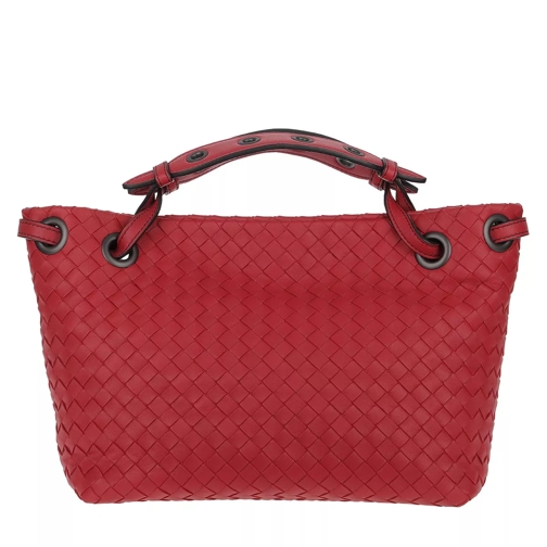 Bottega Veneta Intrecciato Garda Tote Small Leather Red Rymlig shoppingväska