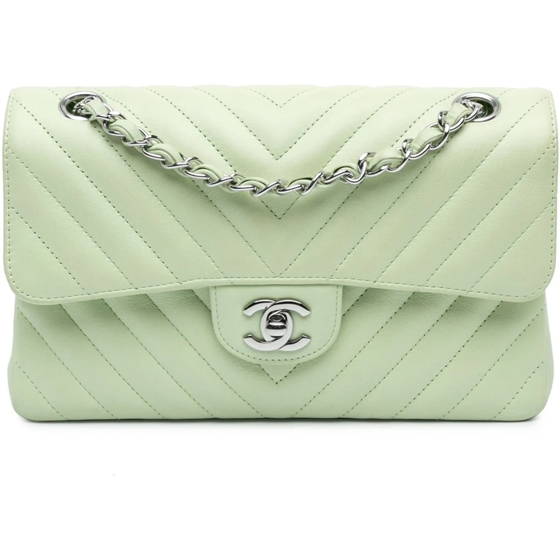 Chanel Sac à bandoulière Small Classic Chevron Lambskin Double Flap grün