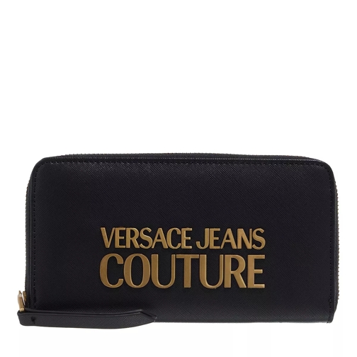 Versace Jeans Couture Wallet Black Portefeuille à fermeture Éclair