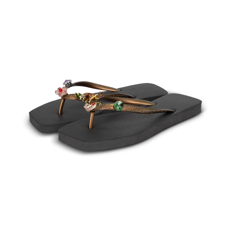UZURII Flip Flops flip flop Flore Square Grande schwarz(Image 14)