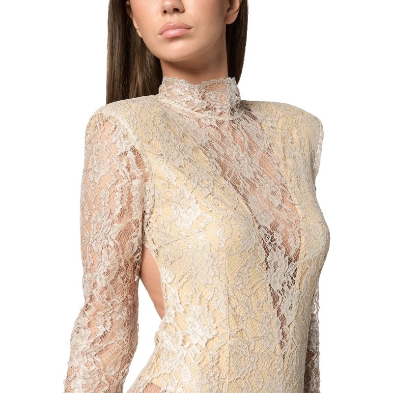 Philipp Plein Maxikleid Lace Long Dress rose(Image 5)