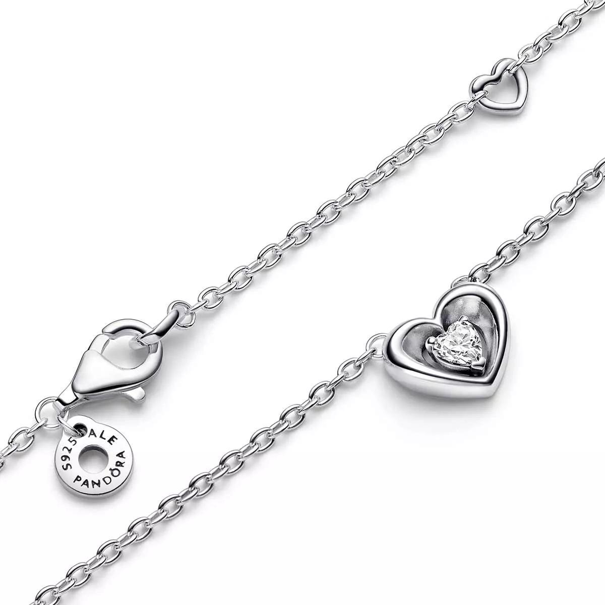 pandora bijouterie, heart sterling silver collier with clear cubic zir en white - collierpour dames