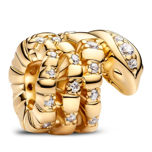 Pandora Anhänger Snake 14k gold-plated charm with clear cubic zirco 14k Gold-plated