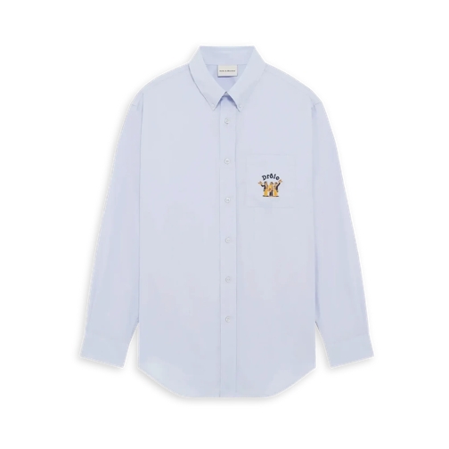 Drôle De Monsieur Chemises Oxford-Hemd mit Crillon-Stickerei light blue light blue