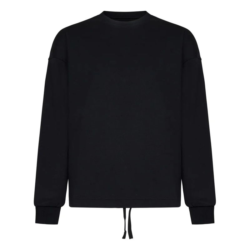 Zegna Pullover Relaxed Fit Black Sweater With Drawstring Hem Black