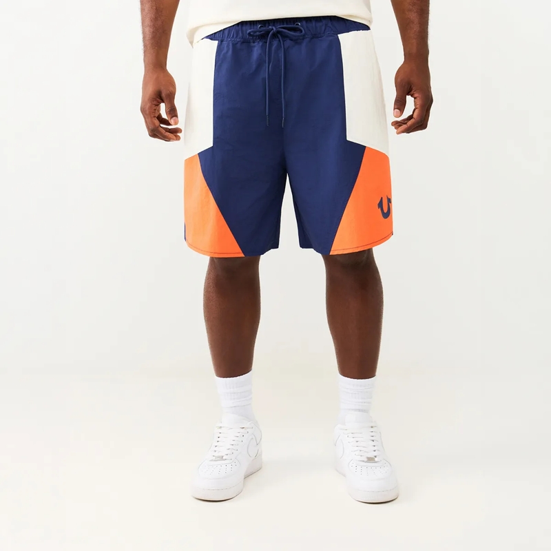 True Religion Shorts - Nylon Track-Short- Geometrisches Colorblocking dunkel-blau(Image 6)
