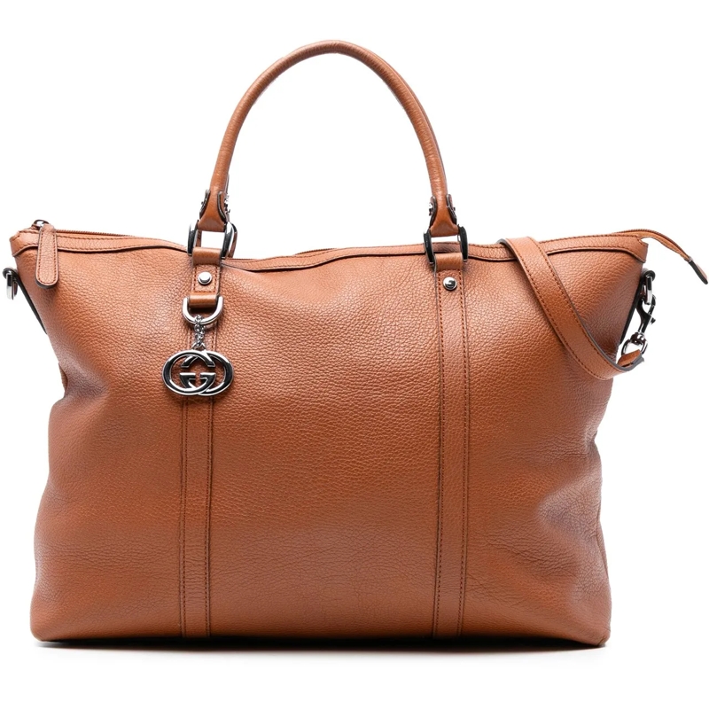 Gucci Schultertasche Leather GG Charm Satchel braun