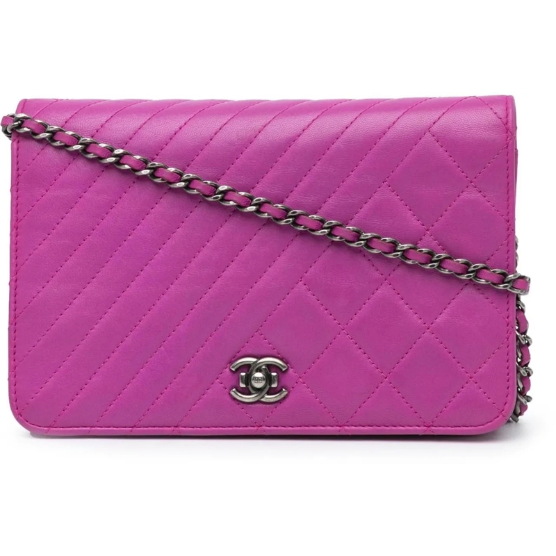 Chanel Schultertasche Lambskin Coco Boy Wallet On Chain lila