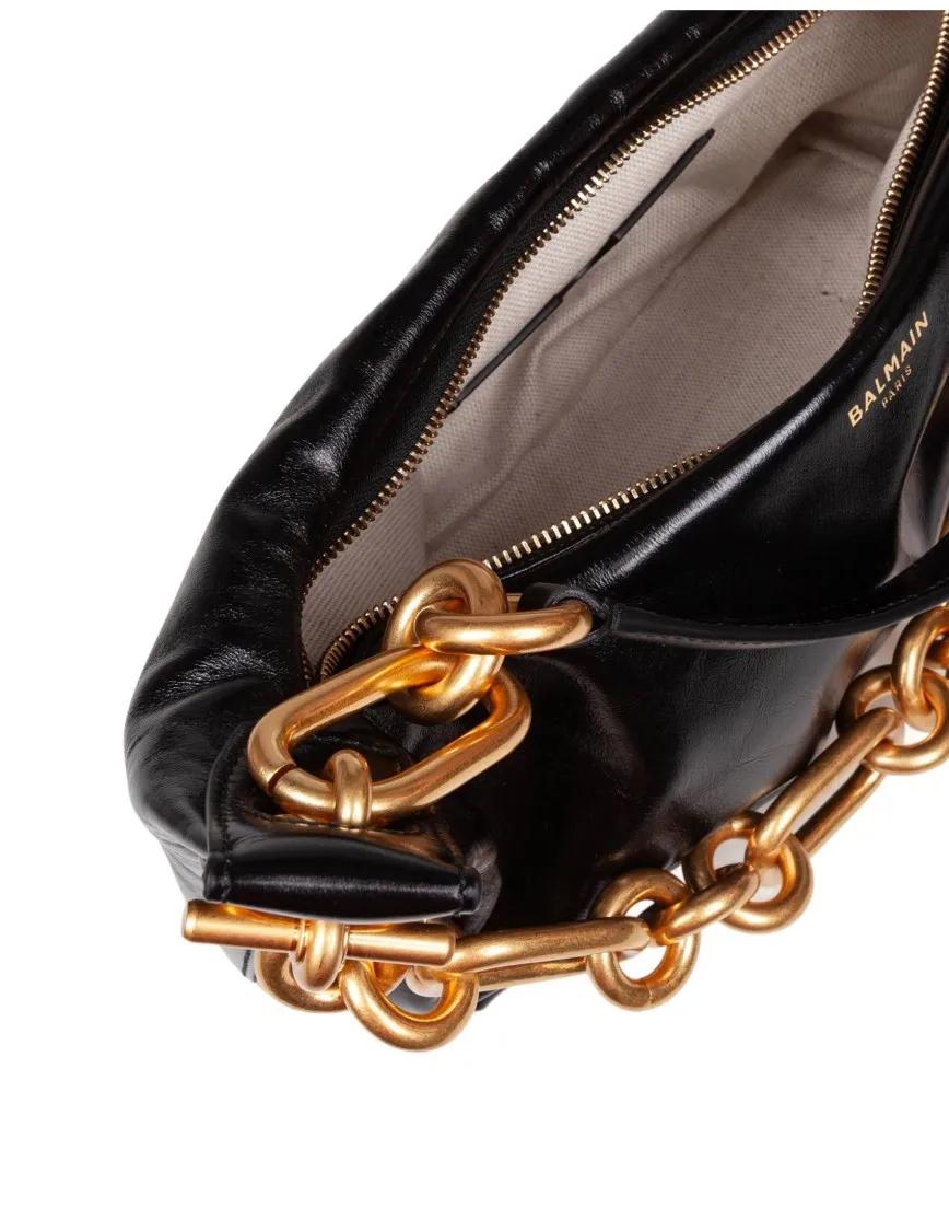 Thumbnail - Balmain Hobo Bags - Sync Shoulder Bag In Soft Leather - Gr. unisize - in Schwarz - für Damen