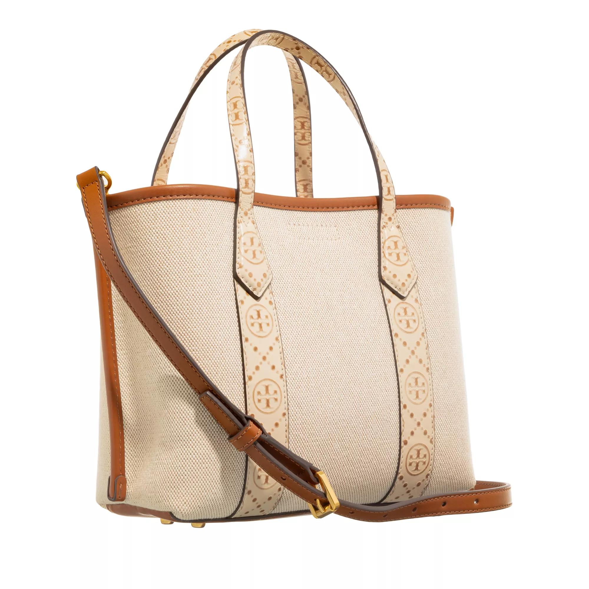 TORY BURCH Totes Perry Canvas Small Triple-Compartment Tote in beige