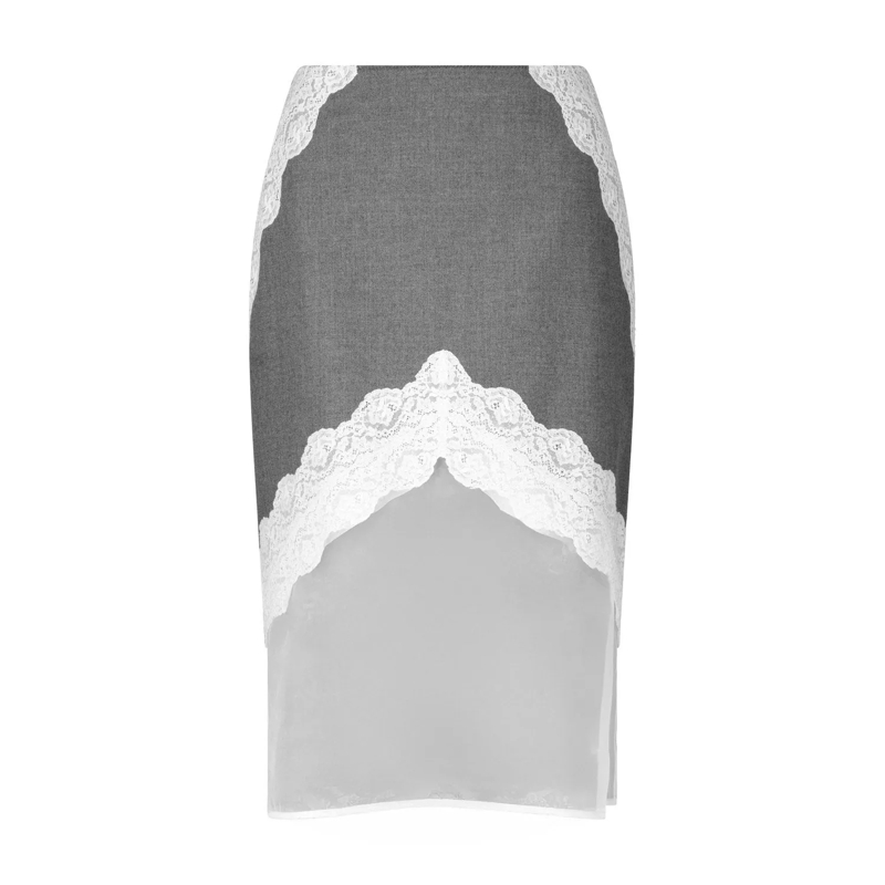 Jil Sander Jupe midi Midirock aus Wollcanvas Grau