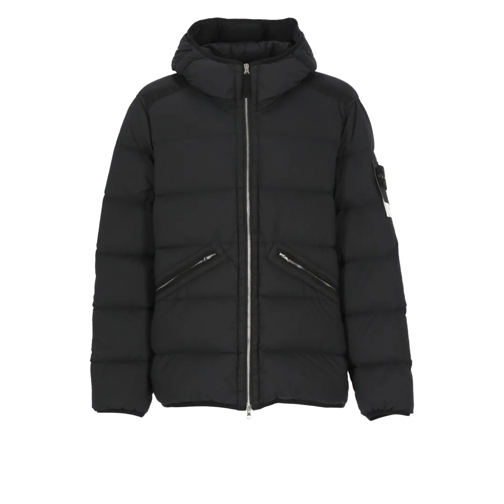 Stone Island Quilted Jacket With Logo Black Dunjackor