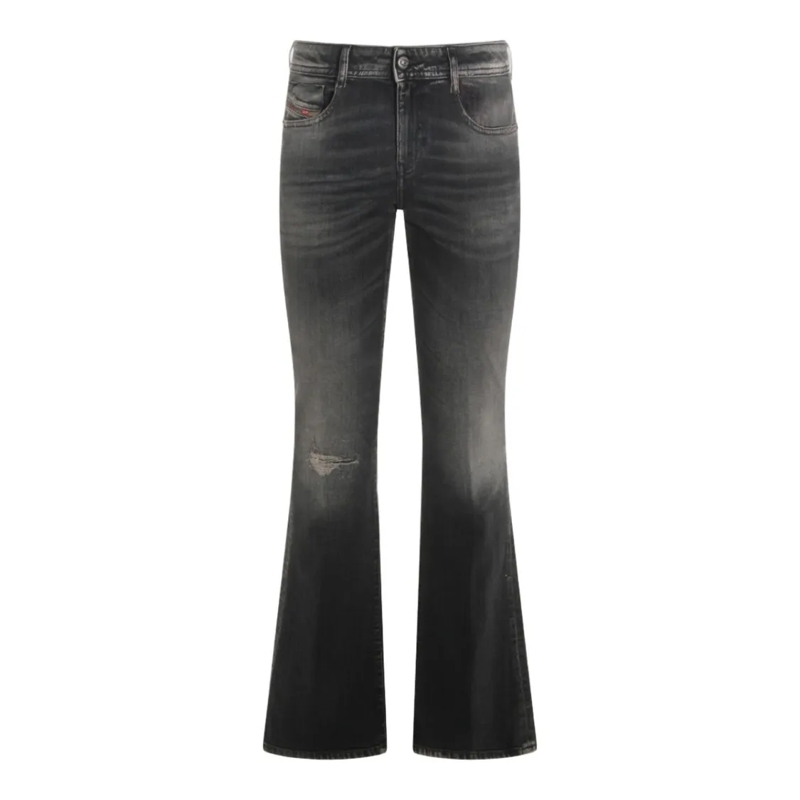 Diesel Jeans Black Washed Denim Jeans With Flared Silhouette Black