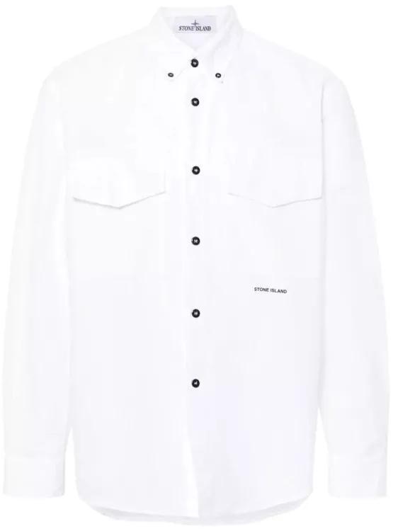 Stone Island - Rubberised-Logo Shirt - Größe XL - white