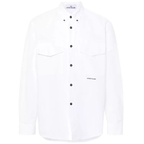 Stone Island Rubberised-Logo Shirt White 