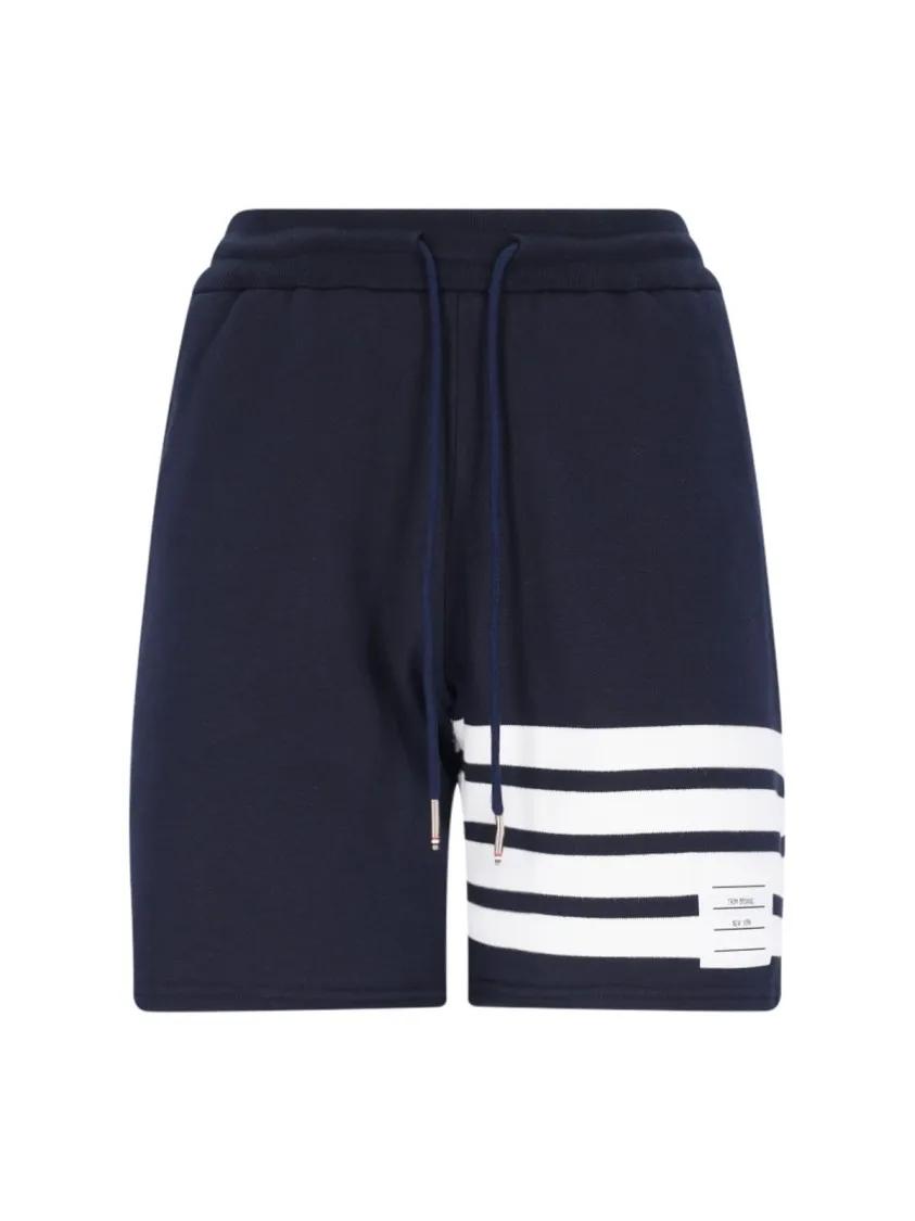 Thumbnail - Thom Browne - "4-Bar" Sport Shorts – Blue - Größe 40 - blau
