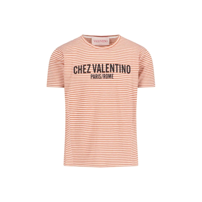 Valentino Garavani T-shirt Chez' Striped T-Shirt – Orange Orange