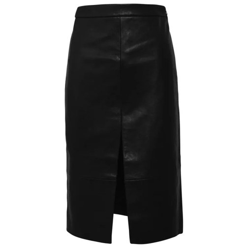 Khaite Freser Black Leather Skirt Black 