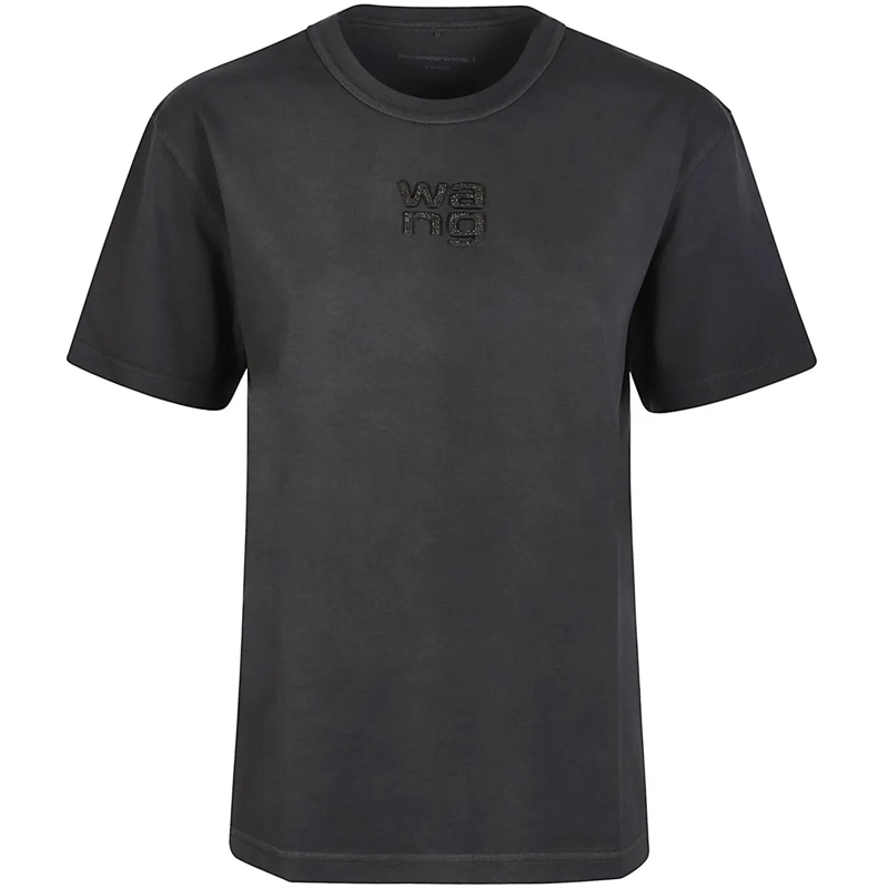 Alexander Wang T-Shirt Hotfix Logo Short Sleeve T-shirt Grey grau
