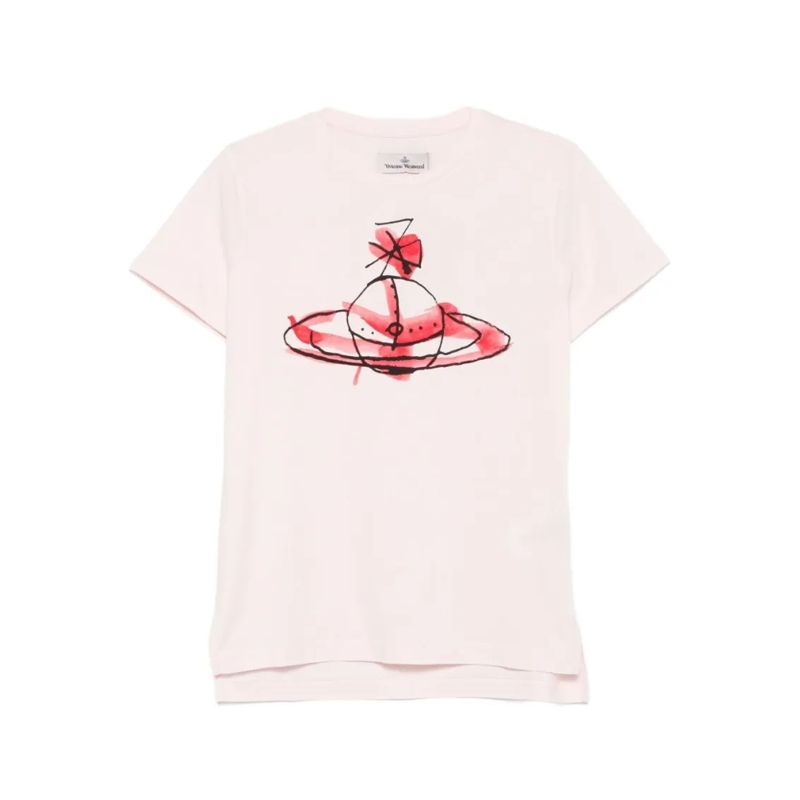 Vivienne Westwood T-shirt Short-Sleeved Orb Graphic T-Shirt In Blush Pink Neutrals