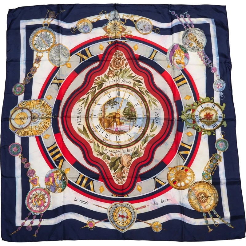 Hermès Wollschal Hermes Classic "parmi le fleurs" Silk Carre 90 Sca blau