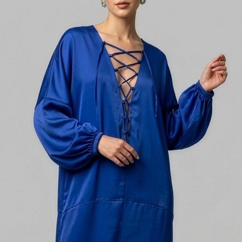 Helene Galwas Kleid Kleid aus Satinseide IVANARE blau(Image 4)