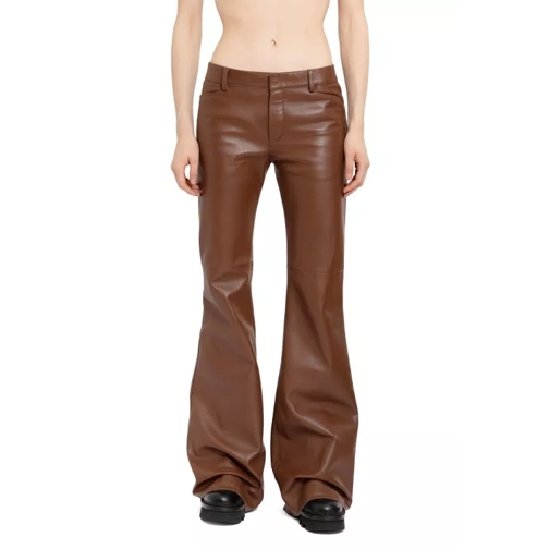 Chloé Leather Bootcut Pants Brown 