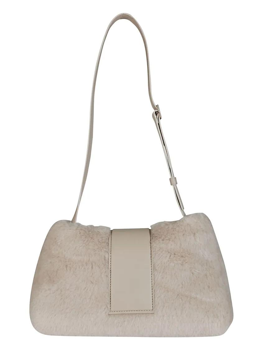Max Mara Hobo bags Plush Textured Cuscino Teddy Shoulder Bag in beige
