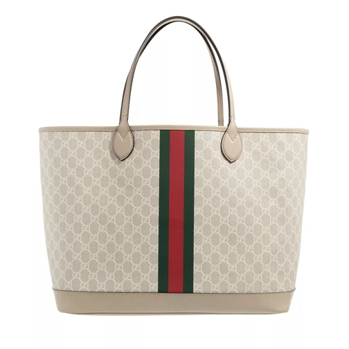 Gucci Ophidia Large Tote Bag Beige and White GG Supreme Canvas Shoppingväska