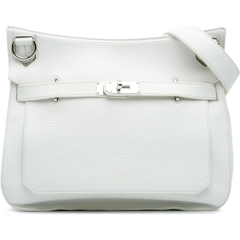 Hermès Schultertasche Clemence Jypsiere 34 weiß
