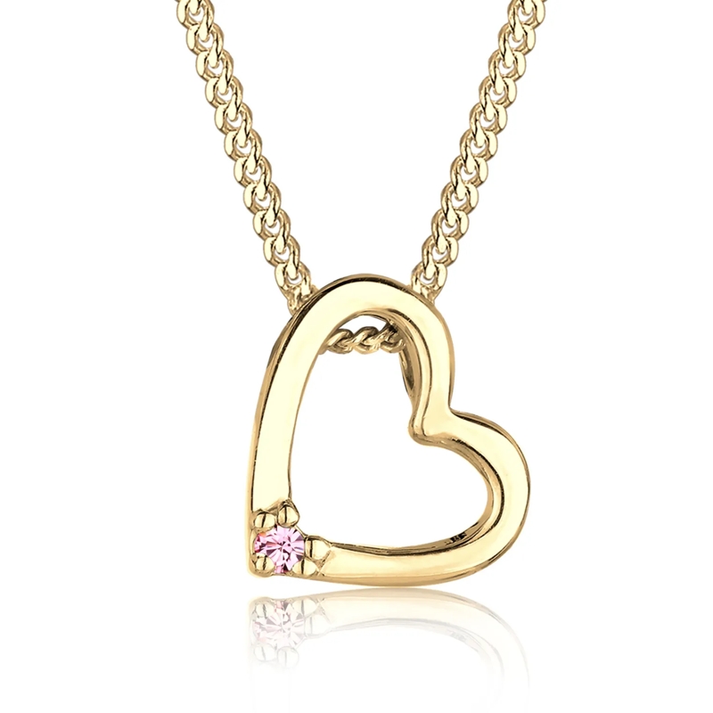 Elli Mittellange Halskette Halskette Herz 925 Sterling Silber, mit Kristallen gold