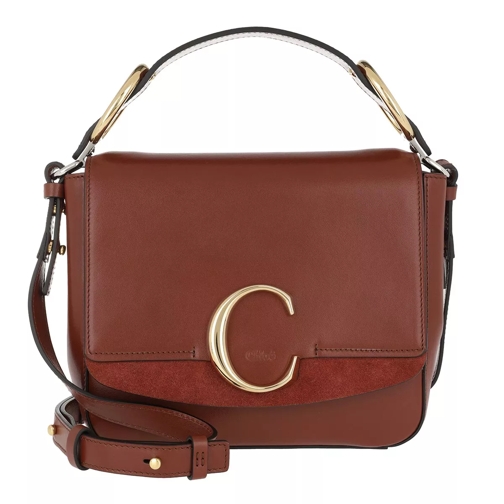 Chloé C Small Squared Bag Sepia Brown Crossbody Bag