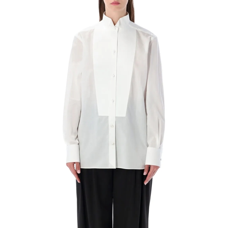Tom Ford Overhemd Cotton Voile Tuxedo Shirt White