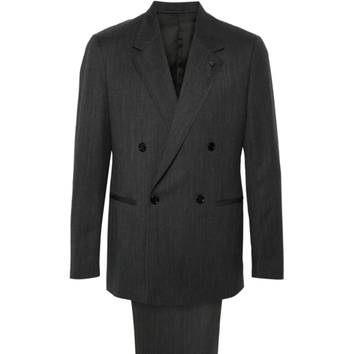 Lardini Anzugkombinationen Black Virgin Wool Blend Suit Black