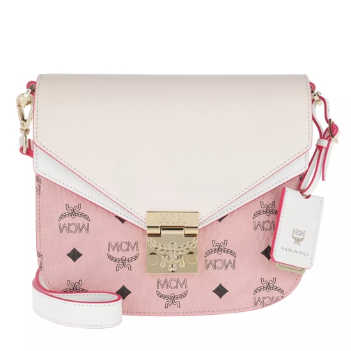 MCM Patricia Visetos Leather Block Shoulder Small Soft Pink/Shell Crossbody Bag