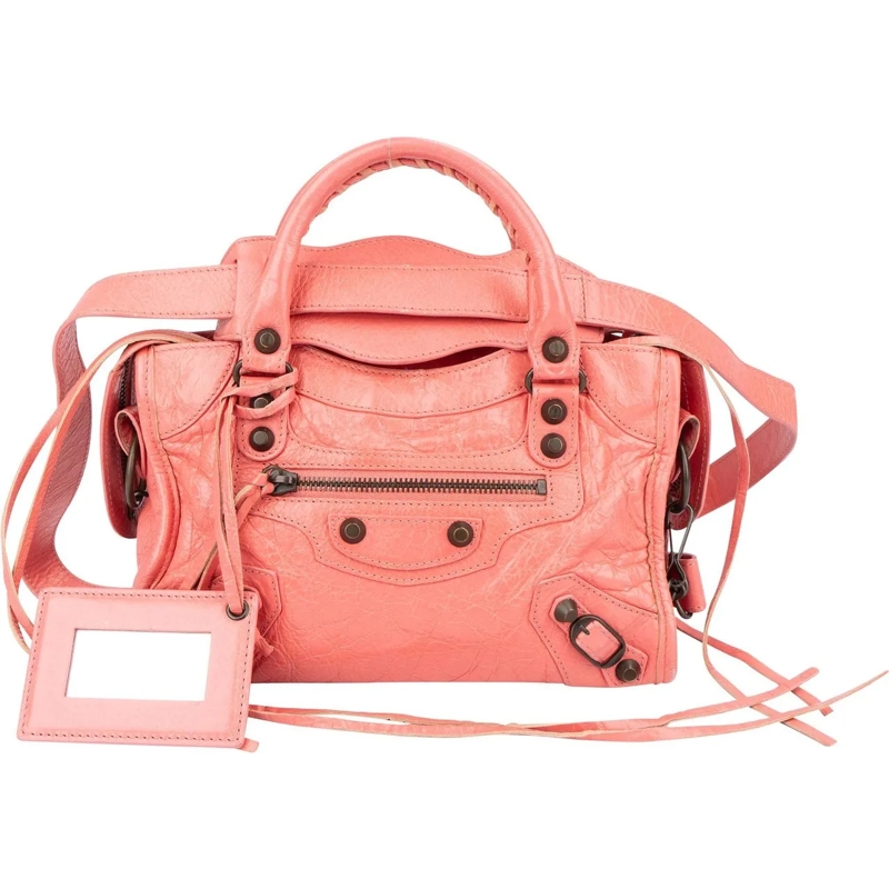 Balenciaga Schultertasche Balenciaga Pink Leather Mini City Handbag rose