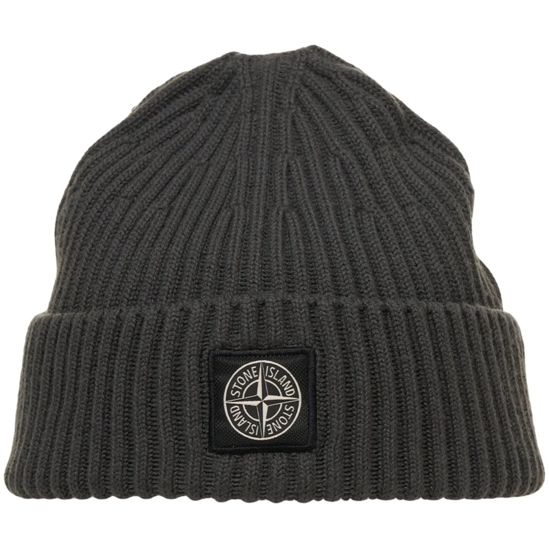 Stone Island  Knit beanie with logopatch grau