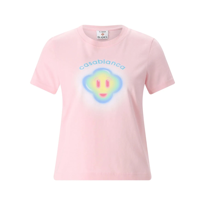 Casablanca T-Shirt Playful Logo Print Short-Sleeve T-Shirt In Soft Pi Pink