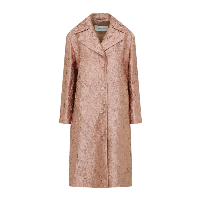 Dries Van Noten Übergangsmantel Crinkled Textured Coat Pink