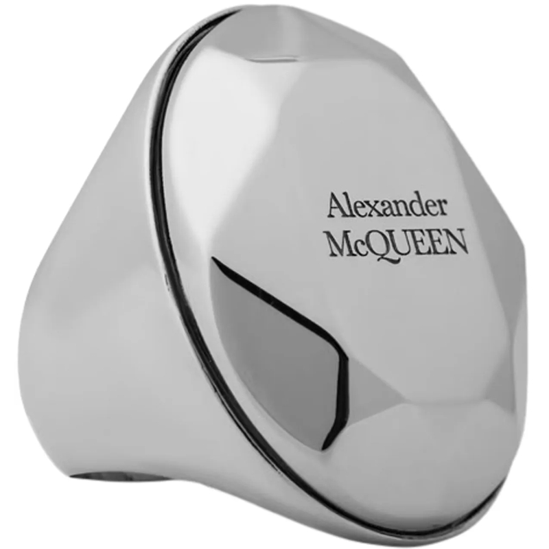 Alexander McQueen Armband Faceted Stone Logo Ring silber