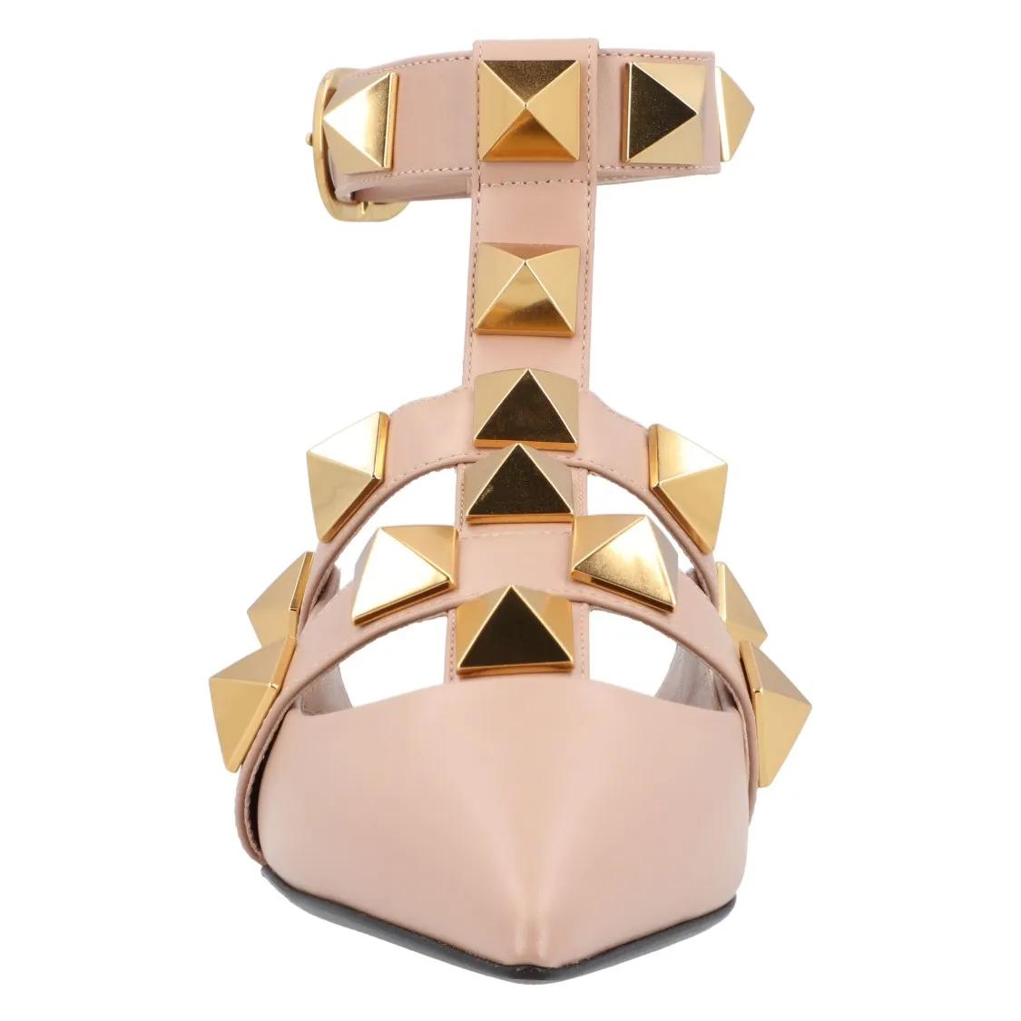 Thumbnail - Valentino Garavani Slipper & Pantoletten - Pointed Toe Ballerinas With Roman Stud Rivets And - Gr. 35 (EU) - in Beige - ...